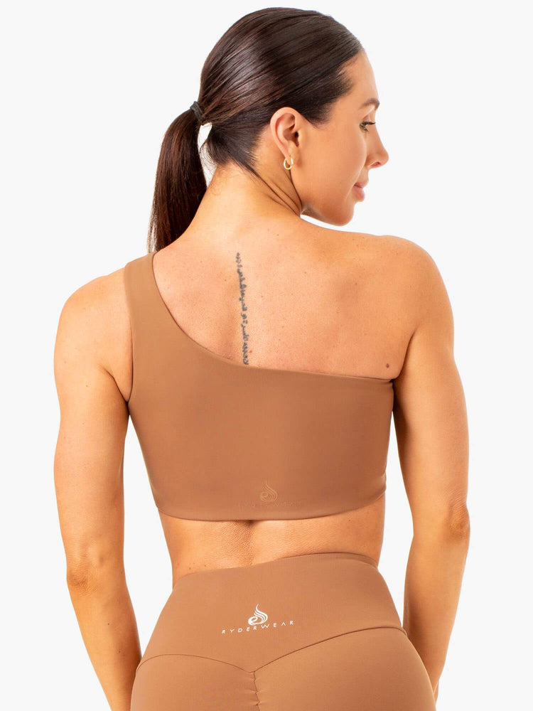 Sujetadores Deportivos Ryderwear Adapt One Shoulder Mujer Beige | PBIDQ1083