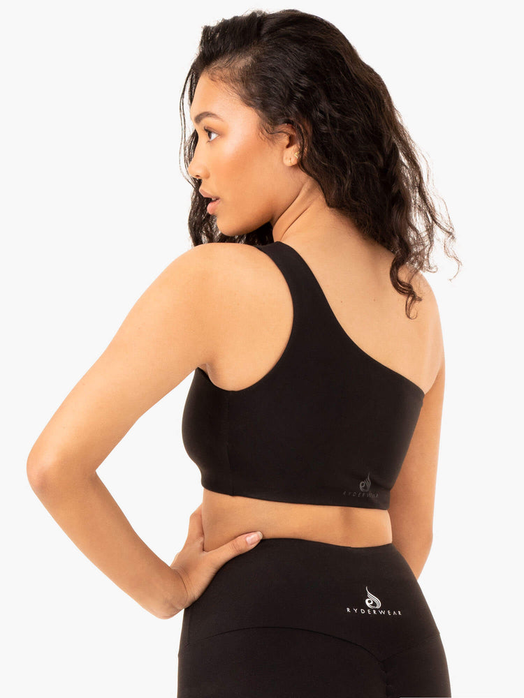 Sujetadores Deportivos Ryderwear Adapt One Shoulder Mujer Negros | UKHGA2705
