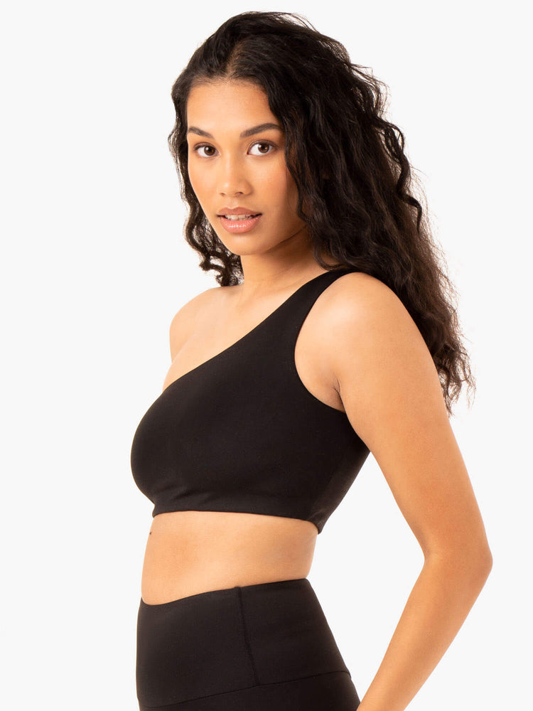 Sujetadores Deportivos Ryderwear Adapt One Shoulder Mujer Negros | UKHGA2705