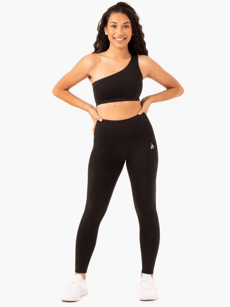 Sujetadores Deportivos Ryderwear Adapt One Shoulder Mujer Negros | UKHGA2705