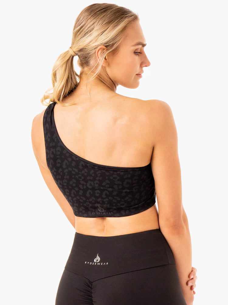 Sujetadores Deportivos Ryderwear Adapt One Shoulder Mujer Negros | XQSDE9874