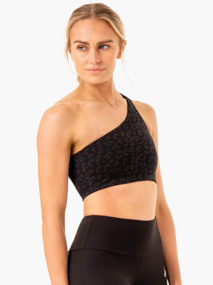 Sujetadores Deportivos Ryderwear Adapt One Shoulder Mujer Negros | XQSDE9874