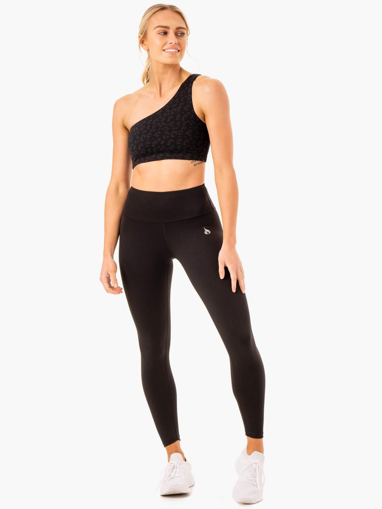 Sujetadores Deportivos Ryderwear Adapt One Shoulder Mujer Negros | XQSDE9874