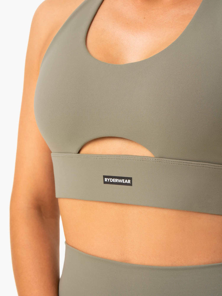 Sujetadores Deportivos Ryderwear Base Racer Back Mujer Kaki | FQOWN5246