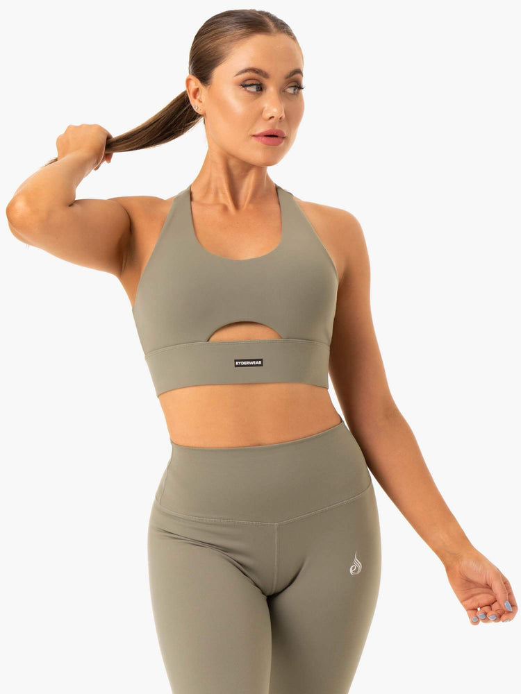 Sujetadores Deportivos Ryderwear Base Racer Back Mujer Kaki | FQOWN5246