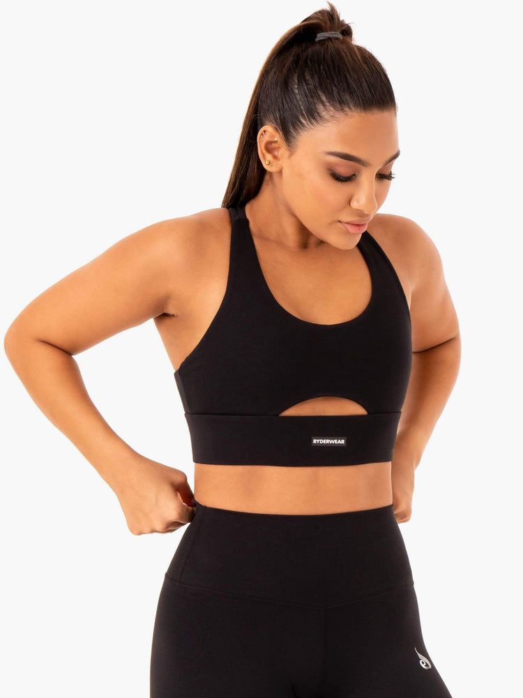 Sujetadores Deportivos Ryderwear Base Racer Back Mujer Negros | OHRTP2479