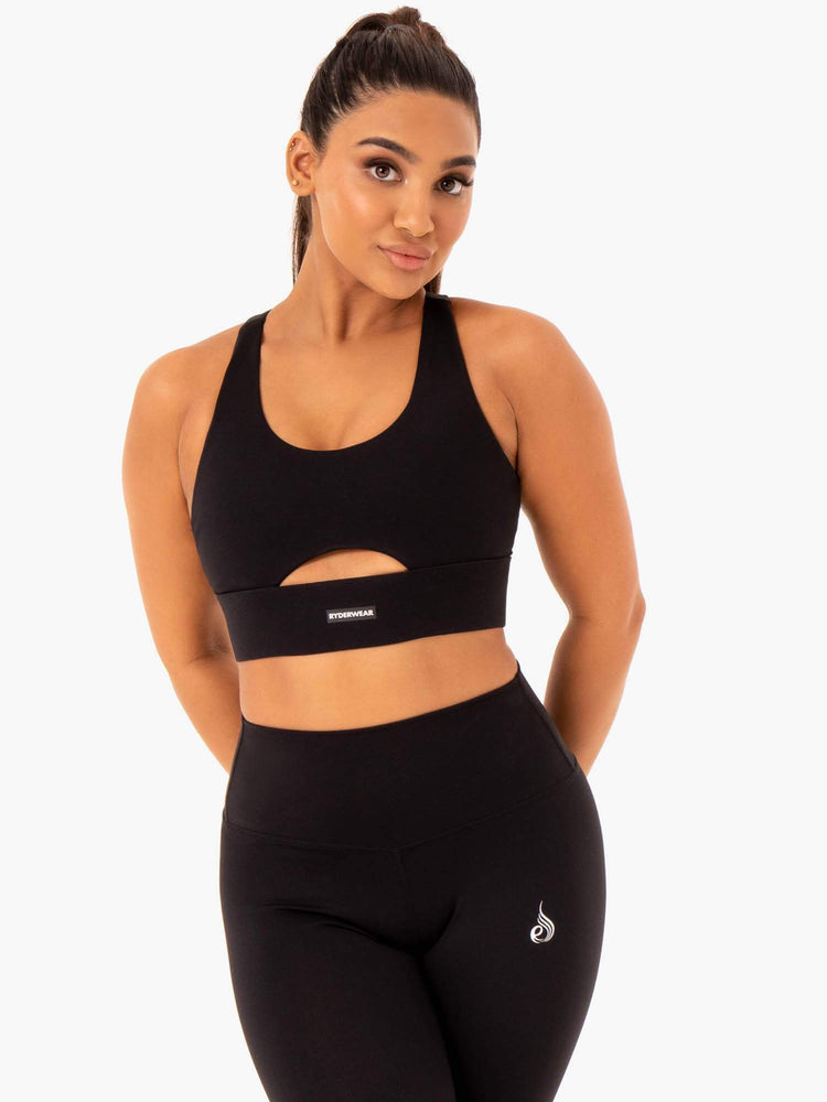 Sujetadores Deportivos Ryderwear Base Racer Back Mujer Negros | OHRTP2479