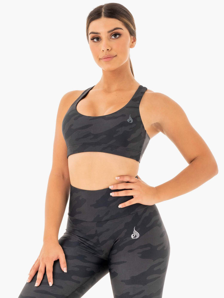 Sujetadores Deportivos Ryderwear Camo Mujer Negros | WUQZP1583