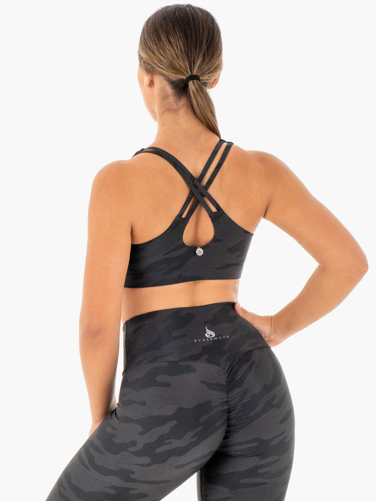 Sujetadores Deportivos Ryderwear Camo Mujer Negros | WUQZP1583