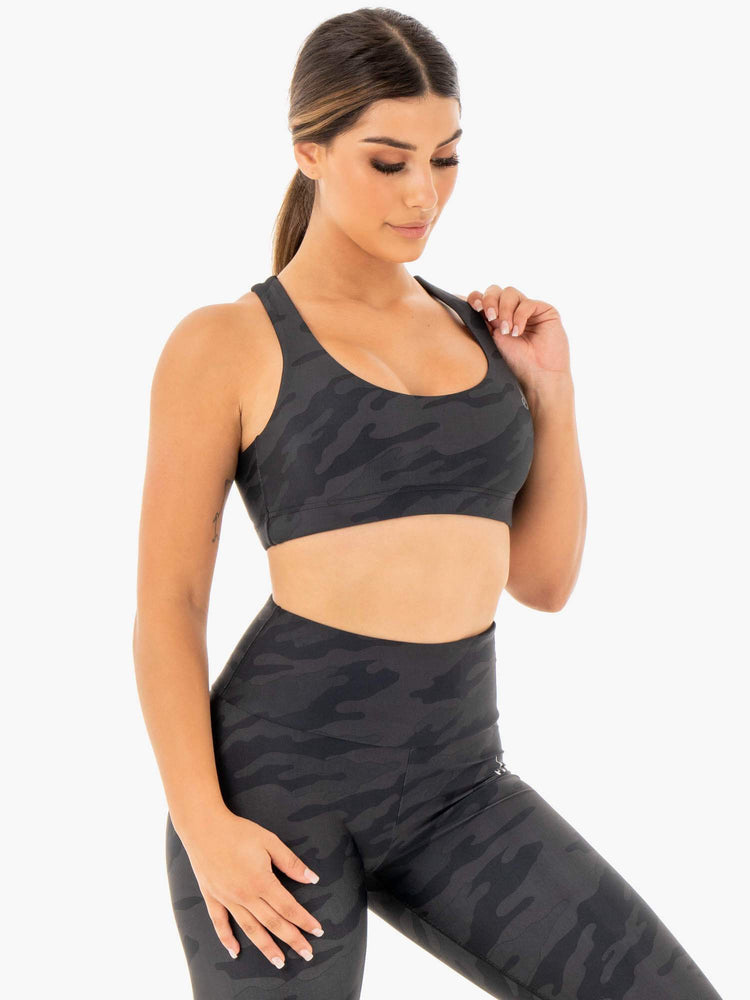 Sujetadores Deportivos Ryderwear Camo Mujer Negros | WUQZP1583