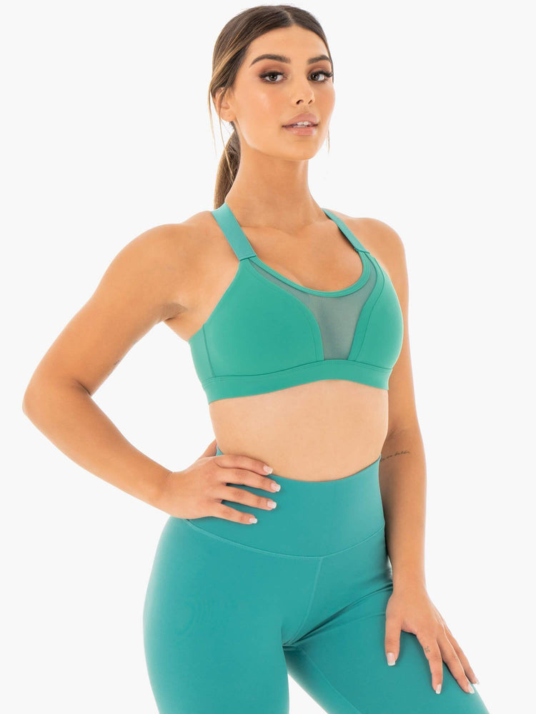 Sujetadores Deportivos Ryderwear Collide Mesh Contour Mujer Turquesa | LNOTS4362