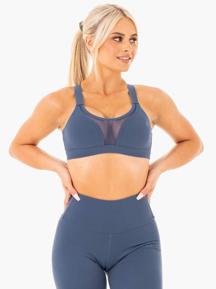 Sujetadores Deportivos Ryderwear Collide Mesh Contour Mujer Azules | XFNZJ6485