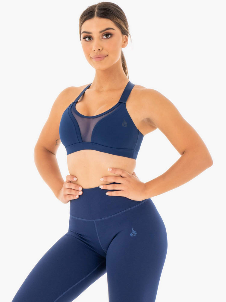 Sujetadores Deportivos Ryderwear Collide Mesh Contour Mujer Azul Marino | XMLNA4602