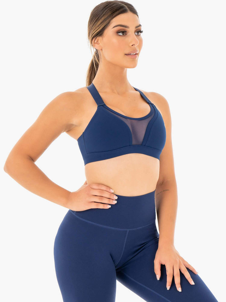 Sujetadores Deportivos Ryderwear Collide Mesh Contour Mujer Azul Marino | XMLNA4602