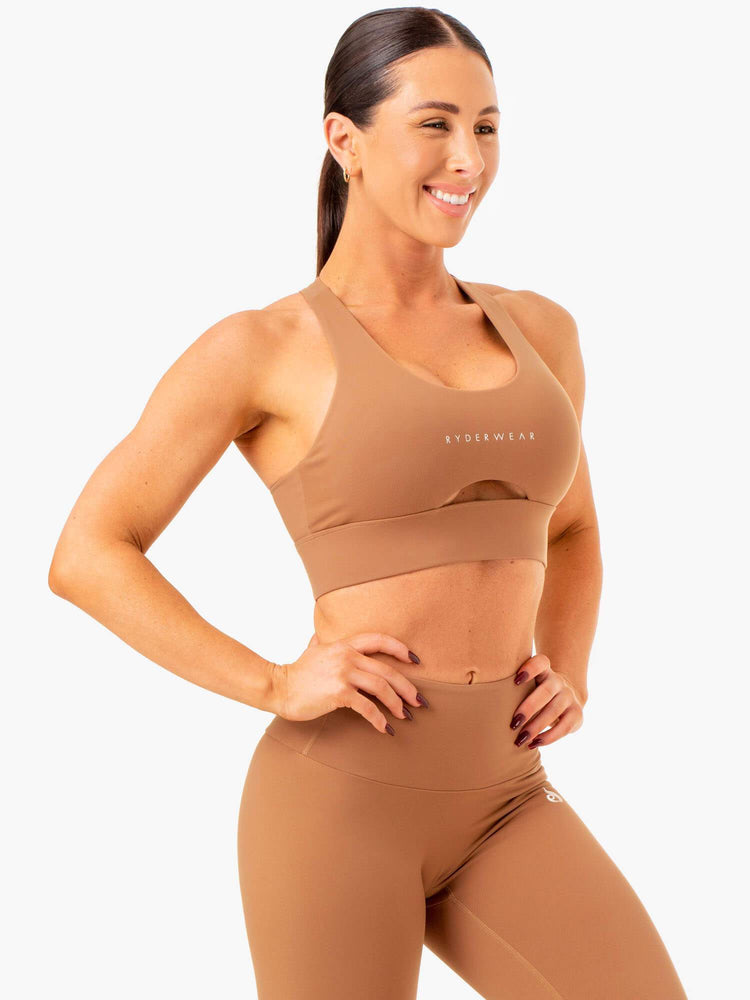 Sujetadores Deportivos Ryderwear Focus Contour Mujer Beige | WKAGB7360