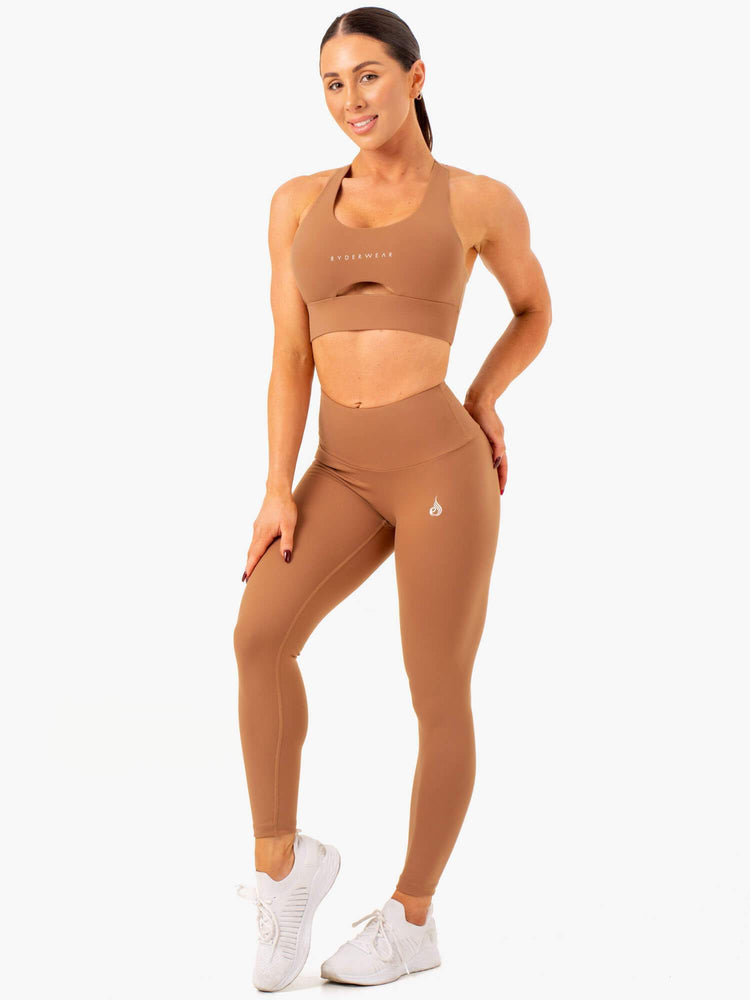 Sujetadores Deportivos Ryderwear Focus Contour Mujer Beige | WKAGB7360