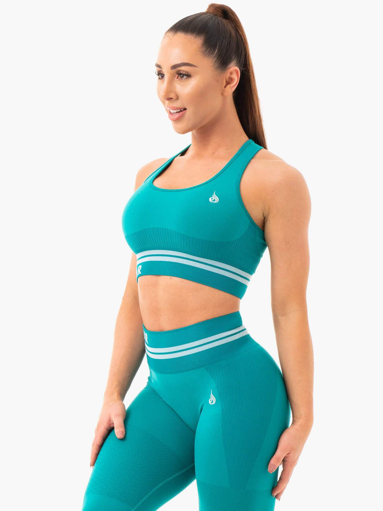 Sujetadores Deportivos Ryderwear Freestyle Seamless Longline Mujer Turquesa | APSCH1258