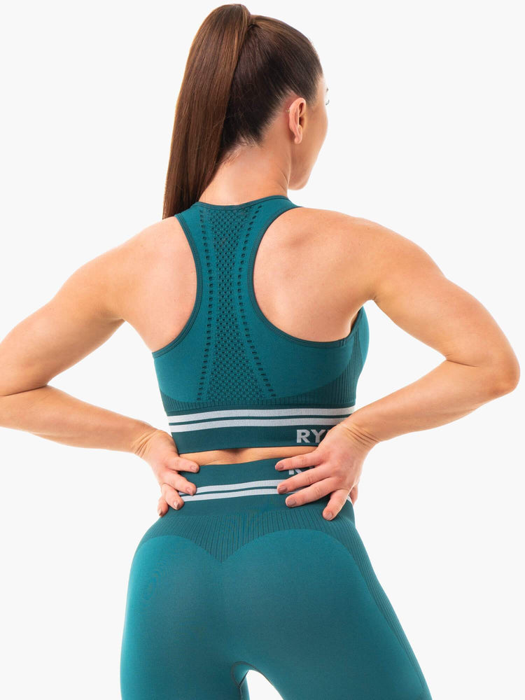 Sujetadores Deportivos Ryderwear Freestyle Seamless Longline Mujer Turquesa | JSLGE3021