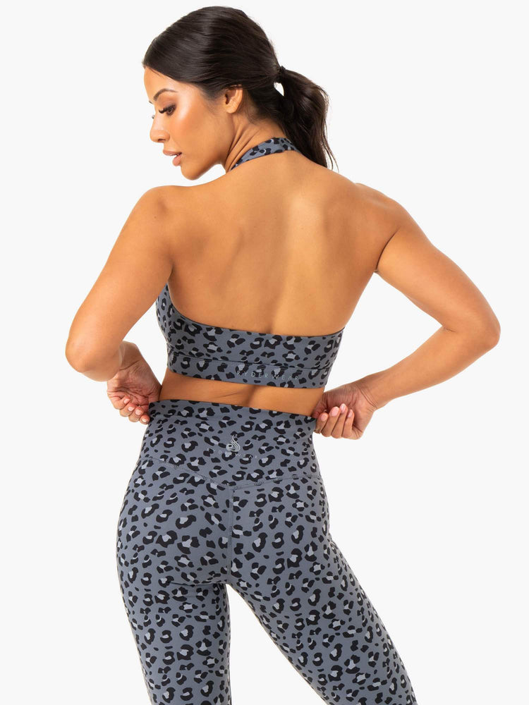 Sujetadores Deportivos Ryderwear Híbrido Halter Mujer Leopardo | BZHAT4173
