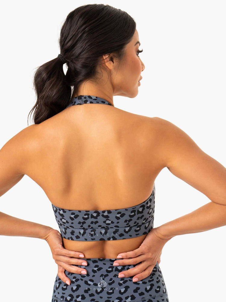 Sujetadores Deportivos Ryderwear Híbrido Halter Mujer Leopardo | BZHAT4173