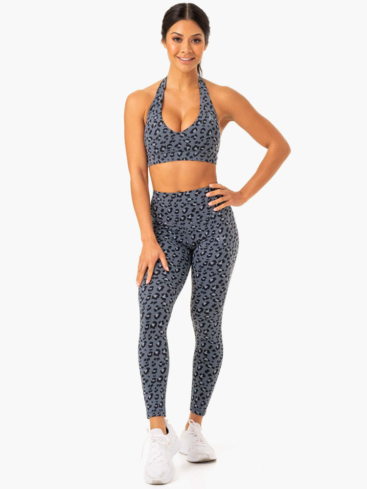 Sujetadores Deportivos Ryderwear Híbrido Halter Mujer Leopardo | BZHAT4173