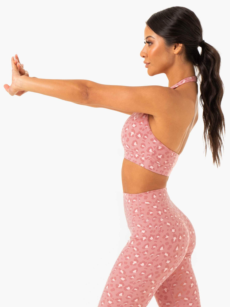 Sujetadores Deportivos Ryderwear Híbrido Halter Mujer Rosas | DJKAQ1635