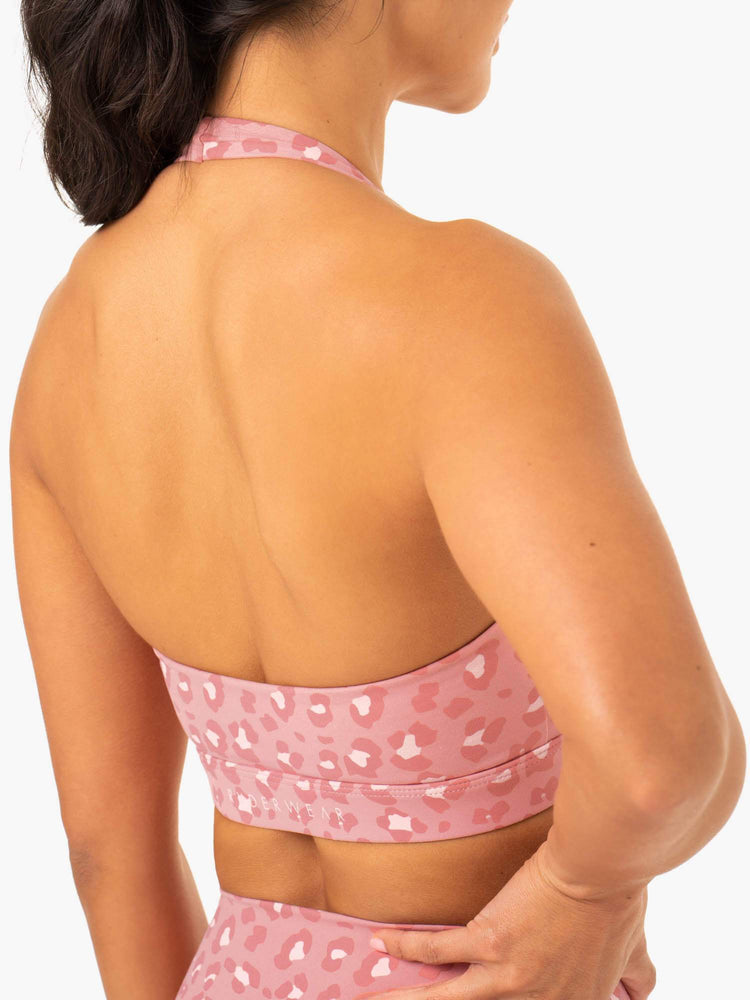 Sujetadores Deportivos Ryderwear Híbrido Halter Mujer Rosas | DJKAQ1635