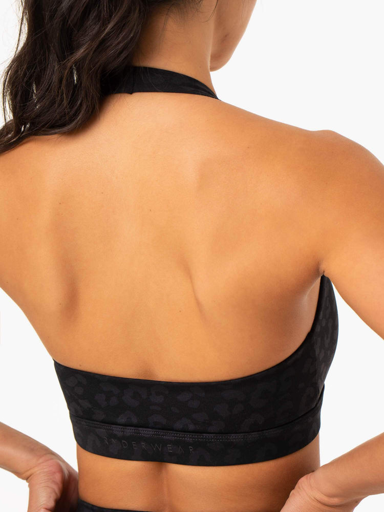 Sujetadores Deportivos Ryderwear Híbrido Halter Mujer Negros | HUPVY5928