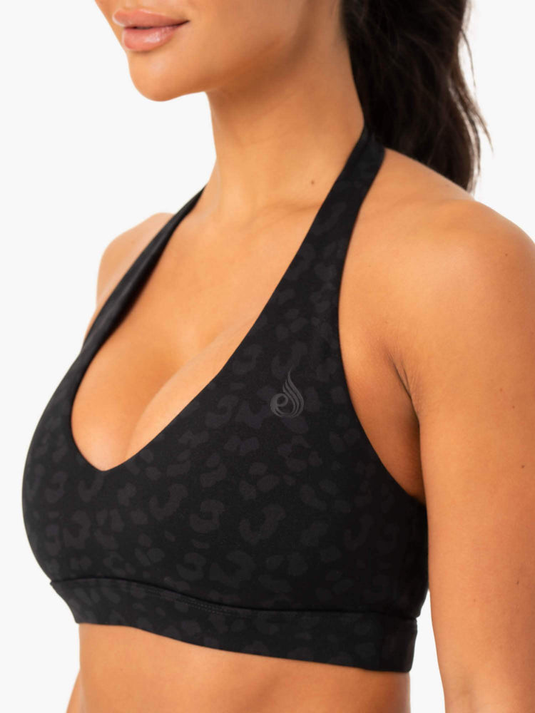 Sujetadores Deportivos Ryderwear Híbrido Halter Mujer Negros | HUPVY5928