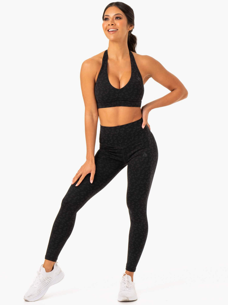 Sujetadores Deportivos Ryderwear Híbrido Halter Mujer Negros | HUPVY5928