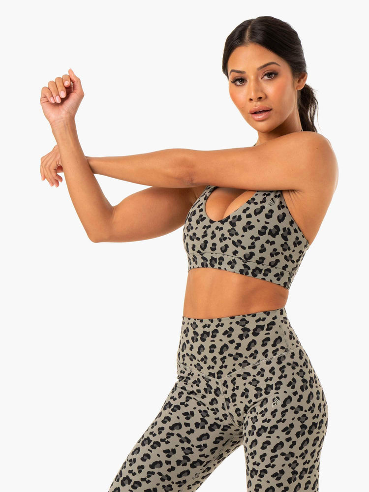 Sujetadores Deportivos Ryderwear Híbrido Halter Mujer Kaki | ZKRHU6321