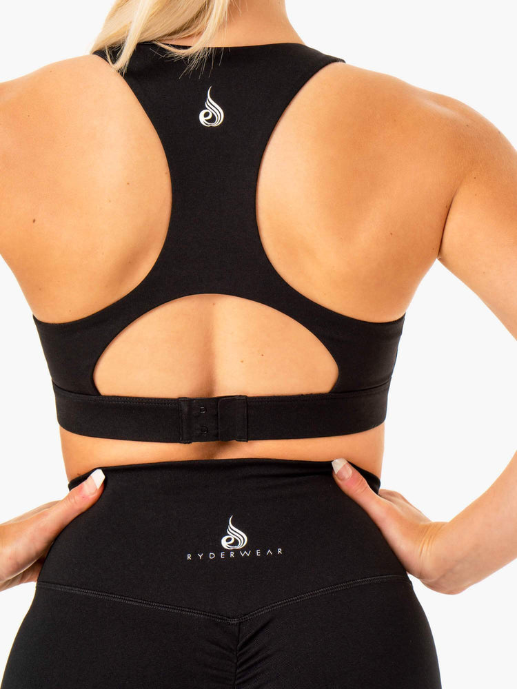 Sujetadores Deportivos Ryderwear Knockout Racer Back Mujer Negros | EOILX0791
