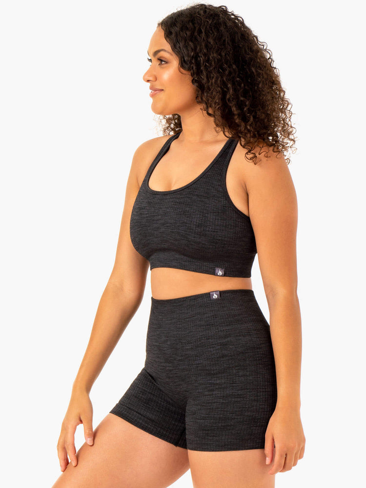 Sujetadores Deportivos Ryderwear Rib Seamless Mujer Negros | EPJCZ4351