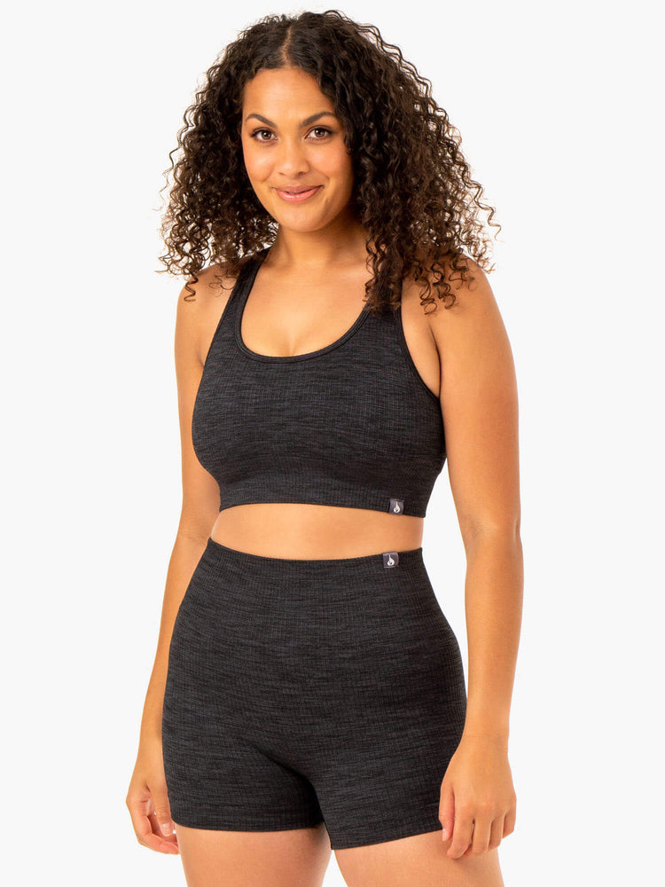 Sujetadores Deportivos Ryderwear Rib Seamless Mujer Negros | EPJCZ4351
