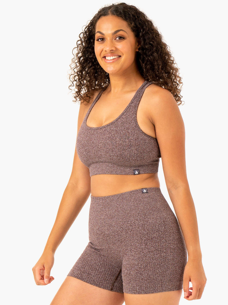 Sujetadores Deportivos Ryderwear Rib Seamless Mujer Chocolate | TWHQR2683