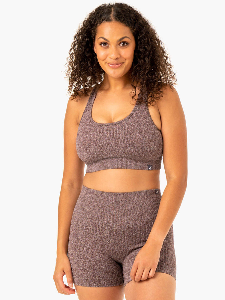 Sujetadores Deportivos Ryderwear Rib Seamless Mujer Chocolate | TWHQR2683