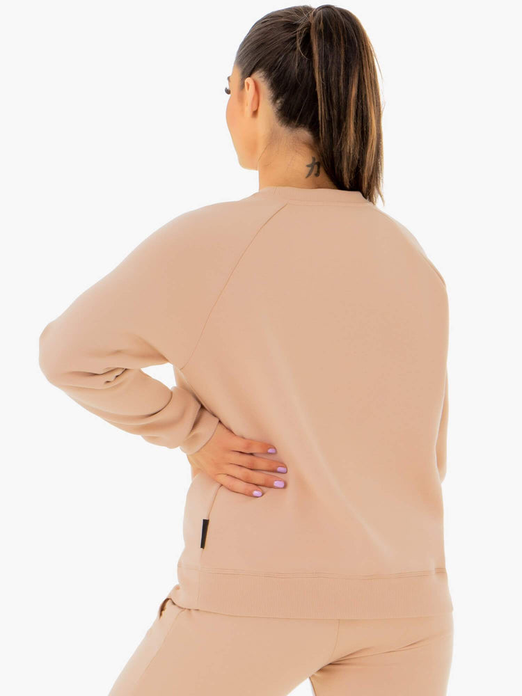 Suéteres Ryderwear Adapt Boyfriend Mujer Beige | BKGVN5178