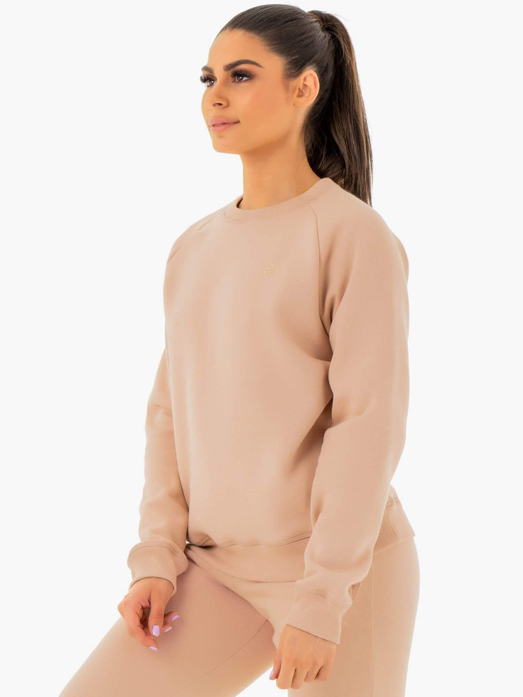 Suéteres Ryderwear Adapt Boyfriend Mujer Beige | BKGVN5178