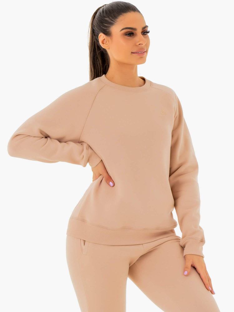 Suéteres Ryderwear Adapt Boyfriend Mujer Beige | BKGVN5178