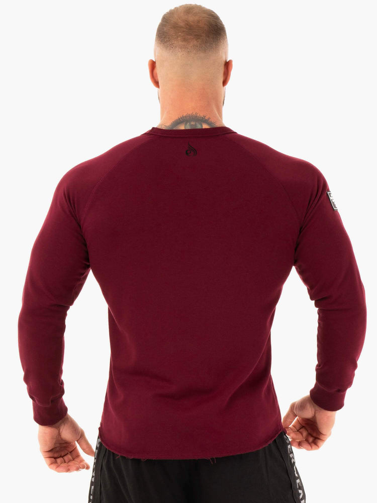 Suéteres Ryderwear Atléticos Crew Neck Hombre Vino | AEFIG8076