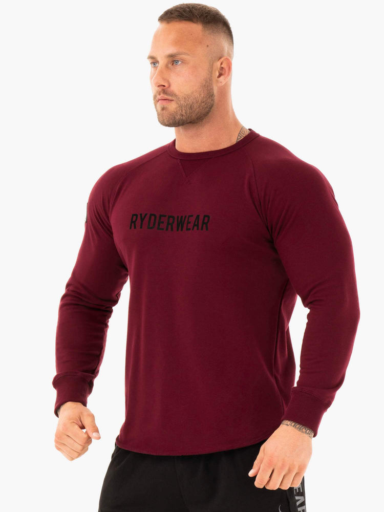 Suéteres Ryderwear Atléticos Crew Neck Hombre Vino | AEFIG8076