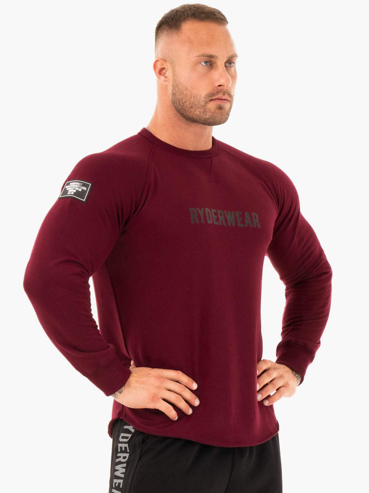 Suéteres Ryderwear Atléticos Crew Neck Hombre Vino | AEFIG8076