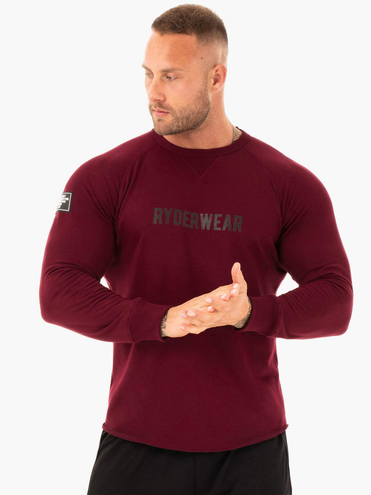 Suéteres Ryderwear Atléticos Crew Neck Hombre Vino | AEFIG8076