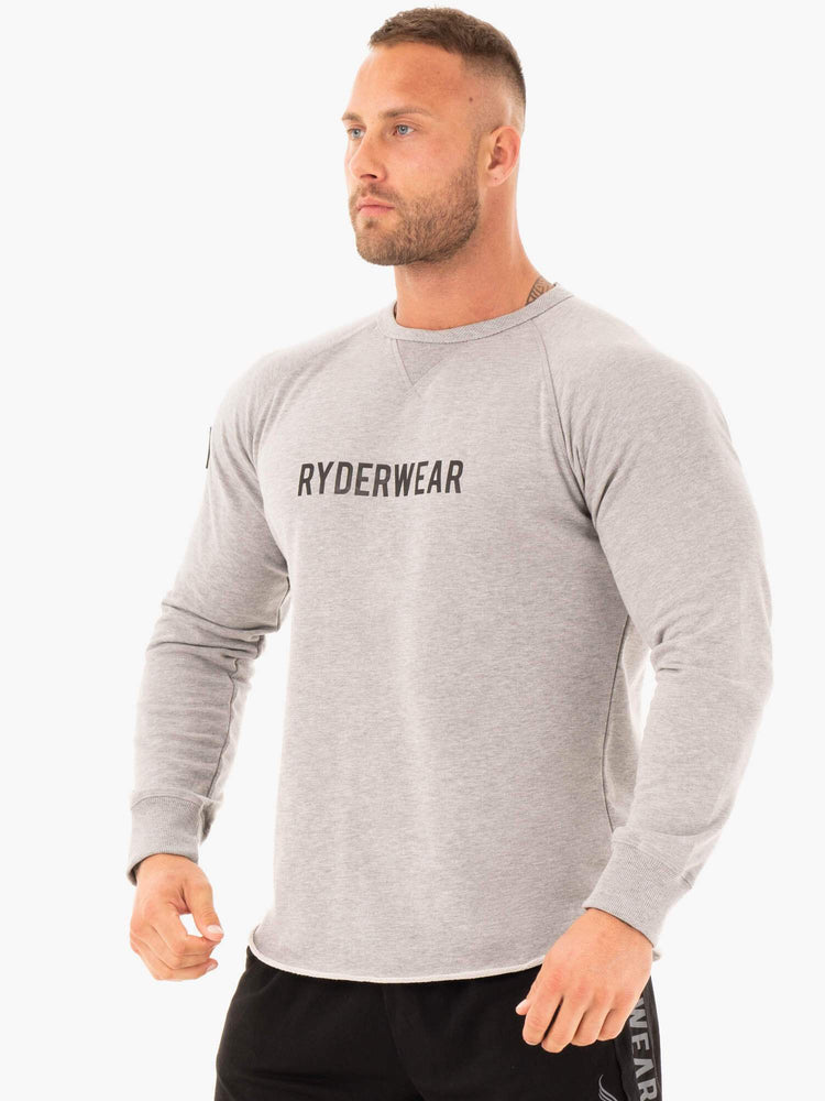 Suéteres Ryderwear Atléticos Crew Neck Hombre Grises | SDMFH4987