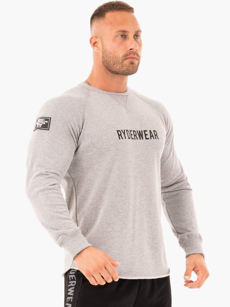 Suéteres Ryderwear Atléticos Crew Neck Hombre Grises | SDMFH4987