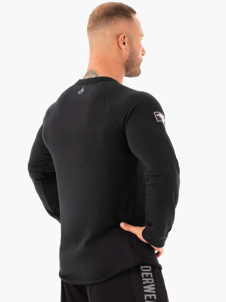 Suéteres Ryderwear Atléticos Crew Neck Hombre Negros | WDQVO7190