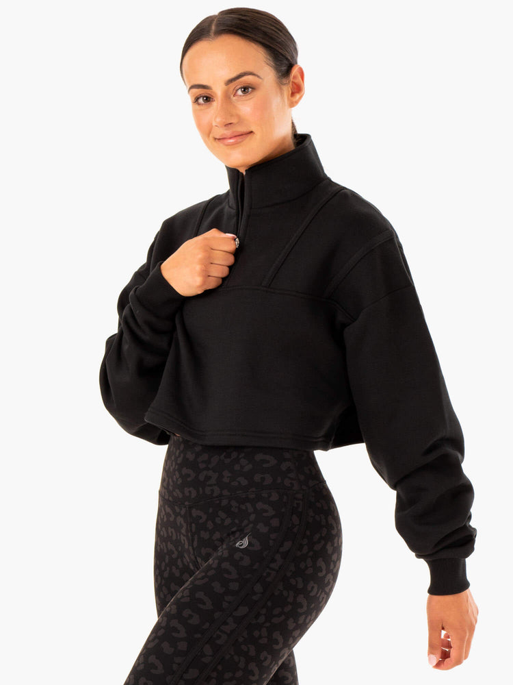 Suéteres Ryderwear Evolution Half Zip Mujer Negros | BZUCQ1964