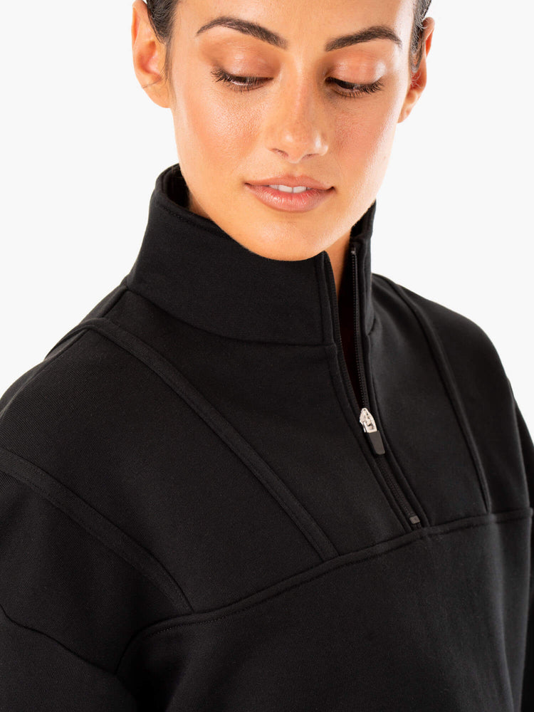 Suéteres Ryderwear Evolution Half Zip Mujer Negros | BZUCQ1964