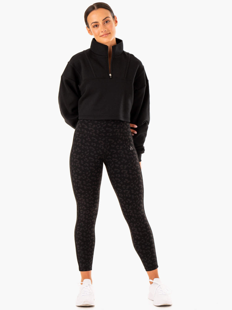 Suéteres Ryderwear Evolution Half Zip Mujer Negros | BZUCQ1964