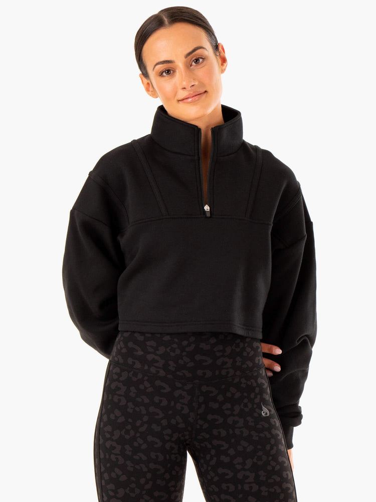 Suéteres Ryderwear Evolution Half Zip Mujer Negros | BZUCQ1964